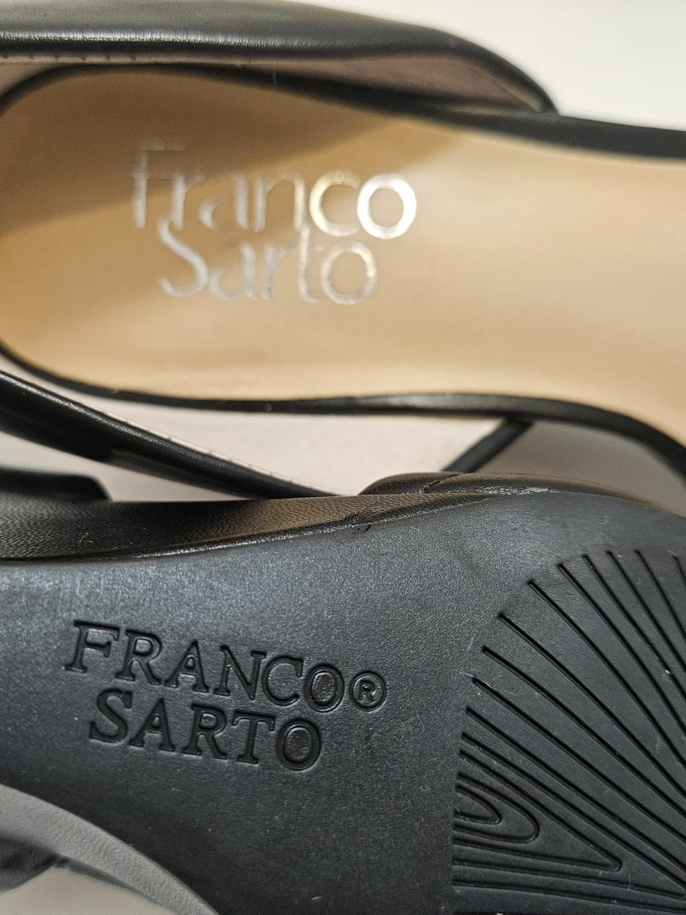 Franco Sarto Black Leather Fenvay Pointed Toe Wedge Pumps Heels Size 6.5M